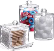 Plastic Qtips Holder Bathroom Container, 10/7 OZ Cotton Ball/Swabs Dispenser, Ap