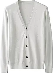 [Generic] Men's Blend V-Neck Cardigan Sweaters Blend Button Down Men Cardigans Lightweight Open Front Knit Sweater for Men