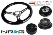 NRG 330 2.5" DP BK Wood CH Steering Wheel/130 Hub/2.5 BK Quick Release/Lock Matt
