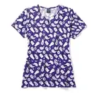 Zoe + Chloe Purr-Anormal Cativity Ghosts Purple Halloween 3X 3XL scrub top cats
