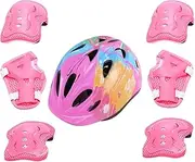 Kids Protective Gear Set - Kids Helmet Elbow Knee Wrist Protector Skateboard | Shock-Resistant Protective Equipment for Riding Biking Scooters Roller Skates