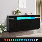 Buffet Sideboard Cabinet LED High Gloss Storage Cupboard 2 Doors 3 Drawers Black