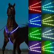 Led Horse Breastplate Collar USB Rechargeable 8 Colors Light Up Horse Harness Night Safety Equestrian Gear