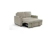 Design Square Fabric Modern 2-Seater Couch Pull-Out Lounge Sofa Bed Beige