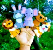 Handmade Felt Finger Puppets Set of 5 Animals Kids Educational Hand Toy