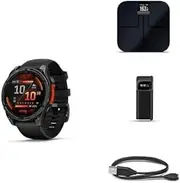 Garmin Fenix 8 Wellness Bundle - Fenix 8, 47mm, AMOLED, Slate Gray, Index™ S2, Black, Index BPM & Garmin USB-A Charging/Data Cable (0.5 m)