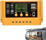 Solar Controller,12v/24v 30a LED Display Controller - Solar Panel Regulator Pwm Auto Parameter for Automotive, Farm Use