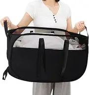 Pop-Up Laundry Basket，collapsible Mesh Laundry Hamper– With Extended Shoulder Straps, Sturdy Handles, and Premium Cationic Fabric (black)