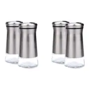 4X Stainless Steel Salt and Pepper Shakers Set with Glass Base Salt and7339