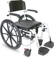 KMINA PRO - Shower Commode Wheelchairs for Adults, Adjustable Shower Chair with Wheels for Elderly, Shower Wheelchair for Inside Shower, Rolling Shower Chair Black