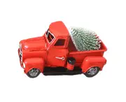 Vintage red truck decoration, metal truck decorated with Christmas gifts