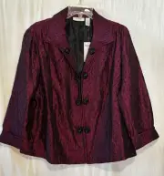 Chico’s Artisan Jacket in a rich Burgundy color Chico's size 2 = L. NWT $119