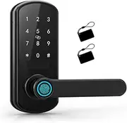Smart Lock, Fingerprint Smart Door Lock Biometric Electric Digital Password Locks Keyless Entry Door Handle Security for Home Safe,for Bedroom Hotel Office Apartment(Nero) FANDIAO