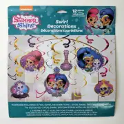 Shimmer and Shine 12-piece Hanging Birthday Party Swirl Decoration Supplies NEW!