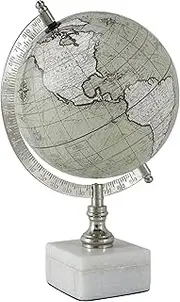 Deco 79 Marble Globe with Marble Base, 7" x 7" x 11", White