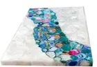 Rectagle White Agate Top Dining Console Table, Home Interior, Agate Table Tops