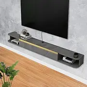 Floating TV Stand, 55'' Wall Mounted Entertainment Center Media Console, Shelves with Door, Cabinet Large Storage Bench for Living Room (Dark Grey, 55.11IN) (HXD-US)