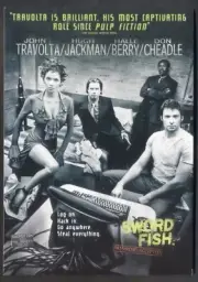Modern FILM POSTER Postcard: SWORDFISH (John Travolta, Halle Berry, Hugh Jackman