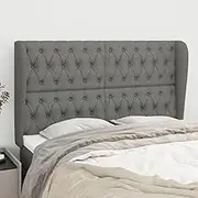 Bed Headboard, Beds Head Frame with Ears Dark Grey 147 cm Fabric