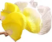 [CekoCk] Sequin Skirt，Belly Dancer Skirt, Dance Ribbons,Silk Fans,1 Piece/1 Pair Imitation Silk Long Veil Colorful Fans for Women Hand Made Belly Dance Accessories Fans Adult (Color : 1 Paircolor8)