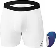 Mueller Flex Shield Cup with Support Shorts: Youth Regular (Blue)