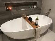 Custom Tasmanian Oak Bath Caddy With Towel Rack 32mm Thick