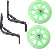 Abaodam 2Pcs Mute Training Cycling Wheels with Bracket Flashing Auxiliary Wheel for Bikes Green Sturdy Safety Support for Balance and Confidence