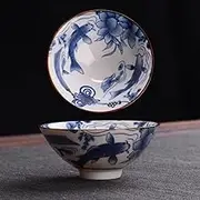 1pc Blue and White Porcelain Ceramic Tea Cup 80ml Kung Fu Tea Handmade Painted Small Tea Bowl