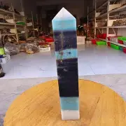 605g Trolleite Crystal Tower Point Obelisk Natural Rare Blue Quartz Healing Z770