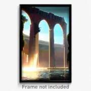 Pixel Art Poster - Massive Aquaduct (8 Bit Psychedelic Trippy Video Game Print)
