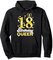 [VidiAmazing] 18th Birthday Girl Woman Cute Queen 18 Years Old Crown Bday Pullover Hoodie ds491