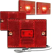 TRUE MODS 4pc 2x3 3x2 Inch Red LED Stud-Mount Side Marker Light [DOT FMVSS-108] [SAE AP2] [IP67 Waterproof] [Integrated Reflector] for Utility Boat Trailers Over 80" Camper RV Clearance Light