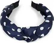 [styleBREAKER] 04026015 Women's Headband with Polka Dots Pattern and Knot in Retro Style, Rockabilly, Vintage Look, Colour: Dark Blue/White