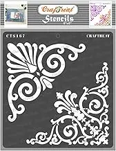 CrafTreat Ornate Stencils for Painting on Canvas, Wall Art, Journal, Notebook, Scrapbooking and Crafting Home Decor - Ornate Corners - 6x6 Inches - Reusable Mandala Damask Stencils for Wall Decor