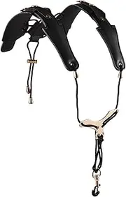 Saxophone Strap, Adjustable Saxophone Strap Saxophone Harness Strap Padded Saxophone Shoulder Strap Leather Sax Strap Metal Hook for Tenor/Soprano/Alto Saxophones Clarinet