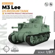SS87524 1/87 HO Scale Railway Military Model Kit US M3 Lee Medium Tank 3D RESIN