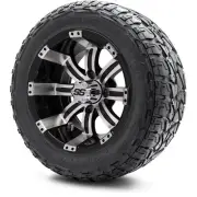 MODZ 12" Tempest Machined Black Golf Cart Wheels and Tires (215-50-R12) Set of 4