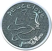 [John Lennon] Peace & Love Hi Chrome Metal Pin Badge One Size
