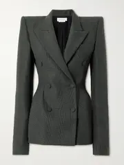 [MCQUEEN] MCQUEEN - Double-breasted Wool And Mohair-blend Blazer - Dark gray - IT40 IT 40 Gray