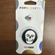 PopSockets PopGrip Shaky Bones White Skull On Black Circle