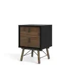 Tvilum Nightstand 23.46" 2-Drawers Particle Board Material Black Matte Walnut