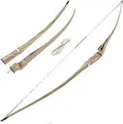 60"/62"/64" Traditional Longbow 20-50 Lbs Takedown Wood Longbow Recurve Bow for RH Archery Target Hunting