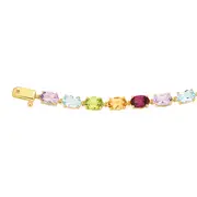 9ct Gold, Multi Gemstone Oval Cut Claw Bracelet in Multi-colour