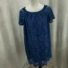 New Womens Lace Dress Size Small Teal Blue Lined Mini Shift Scalloped Hem NWT
