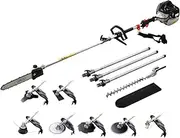 Giantz Pole Saw, 65cc Hedge Trimmer Brush Cutter Poles Tree Pruner Chainsaw Cordless Petrol Hand Power Saws Home Garden Farm Whipper Snipper Tool, with Extra Chains Spark Plug 12” Bar 9 in1