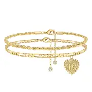 Dainty Gold Heart Initial Ankle Bracelets for Women - Summer Jewelry Gift