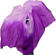 [CekoCk] Sequin Skirt，Belly Dancer Skirt, Dance Ribbons,Silk Fans,Women Silk Belly Dance Veils Belly Dance Scarf Silk Veils Practice Stage Performance Purple+Light Purple
