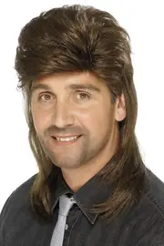 Brown Mullet Wig 70s 80s 80's Adult Mens Punk