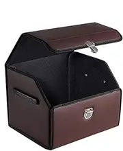 Car Trunk Organizer, Brown Collapsible Car Trunk Organizer with Handle, Trunk Storage Organizer, Sturdy and Durable Car Trunk Organizer(Small)