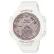 【CASIO】BABY-G 藍芽計步新女性時尚運動雙顯錶-白X玫瑰金 BSA-B100MF-7A 台灣卡西歐保固一年